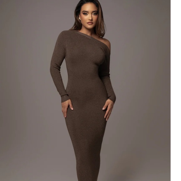 JLUXLABEL BRONZE NIGHT SHIMMERS ASYMMETRICAL MAXI DRESS - Picture 1 of 5